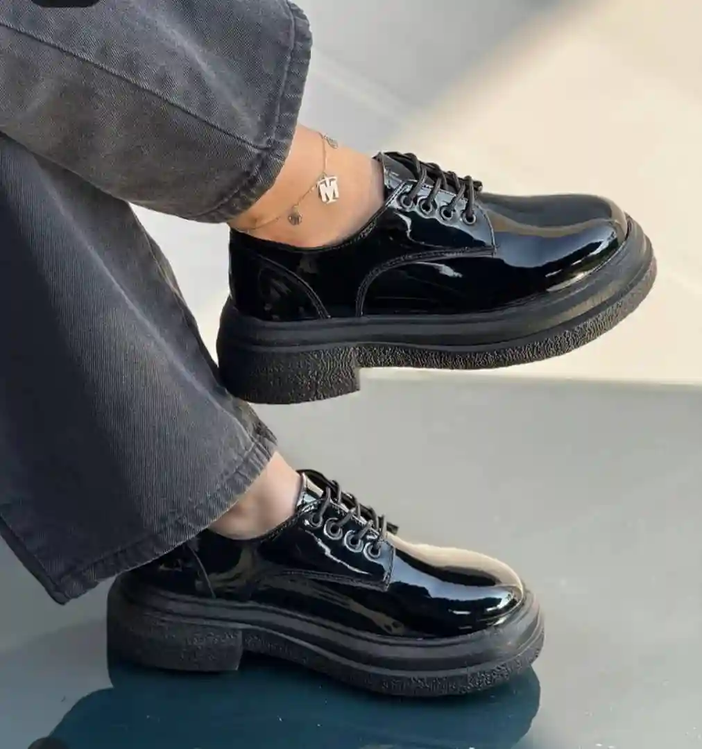 کفش لوفر دخترانه / زنانه مدل زارا مشکی براق کد 162